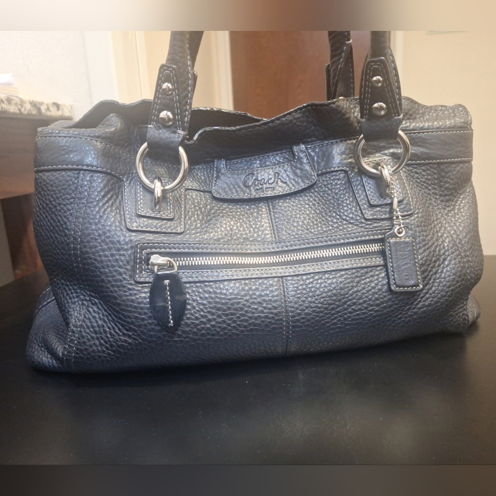 SOLD Coach #F14682 Carryall Penelope Large Black Pebble Leather Shoulder